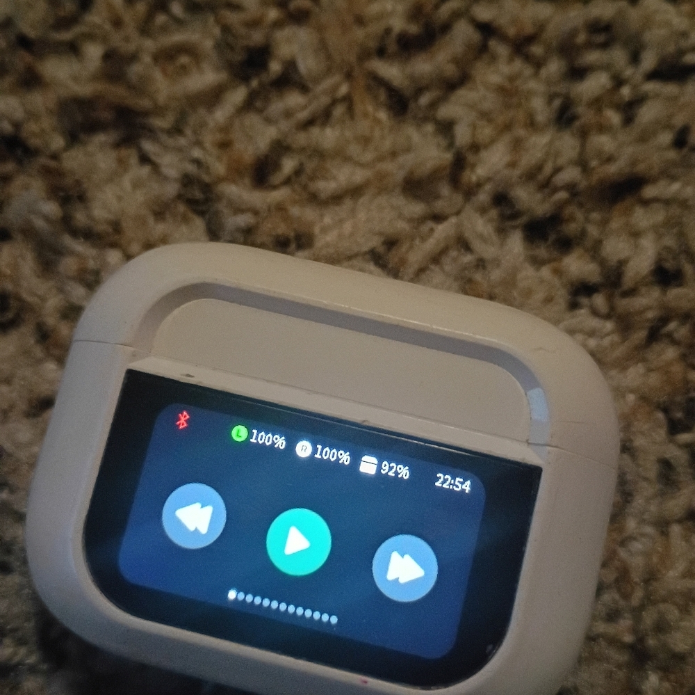 White Wireless Earbuds Case with Screen